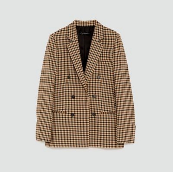 Zara Jackets & Blazers - Zara woman check coat in tan